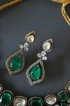 Shop_Do Taara_Green Polki Embellished Victorian Necklace Set_at_Aza_Fashions