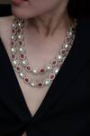 Buy_Do Taara_Red Polki Embellished Necklace Set_Online_at_Aza_Fashions
