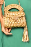 BIJIT_Gold Woven Metallic Mini Bag _Online_at_Aza_Fashions