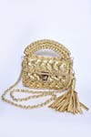 Shop_BIJIT_Gold Woven Metallic Mini Bag _Online_at_Aza_Fashions