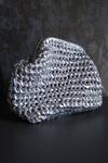 Buy_Stushè_Silver Handwoven Cloud Clutch _at_Aza_Fashions