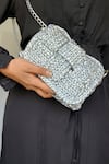 Buy_Stushè_Silver Handwoven Cassette Metallic Box Shaped Bag _at_Aza_Fashions