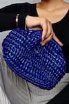 Shop_Stushè_Blue Handwoven Cloud Metallic Clutch _at_Aza_Fashions