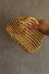 Buy_Stushè_Gold Handwoven Cloud Checkered Metallic Clutch _at_Aza_Fashions