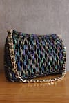 Buy_Stushè_Black Handwoven Pie Metallic Bag _at_Aza_Fashions