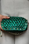 Buy_Stushè_Emerald Green Handwoven Telly Stud Embellished Bag _at_Aza_Fashions