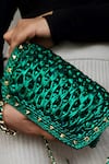 Stushè_Emerald Green Handwoven Telly Stud Embellished Bag _Online_at_Aza_Fashions