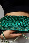 Buy_Stushè_Emerald Green Handwoven Telly Stud Embellished Bag _Online_at_Aza_Fashions