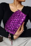 Stushè_Purple Handwoven Telly Metallic Embellished Bag _Online_at_Aza_Fashions