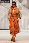 Buy_Rara Avis_Orange Linen Plain Spread Collar Safari Jumpsuit_Online_at_Aza_Fashions