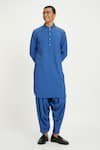 Buy_Nautanky_Blue Cotton Cerulean Pathani Kurta With Salwar _at_Aza_Fashions