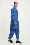 Buy_Nautanky_Blue Cotton Cerulean Pathani Kurta With Salwar _Online_at_Aza_Fashions