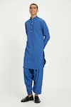 Buy_Nautanky_Blue Cotton Cerulean Pathani Kurta With Salwar 