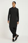Buy_Nautanky_Black Cotton Coal Pathani Kurta With Salwar _at_Aza_Fashions