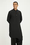 Shop_Nautanky_Black Cotton Coal Pathani Kurta With Salwar _Online_at_Aza_Fashions