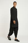 Buy_Nautanky_Black Cotton Coal Pathani Kurta With Salwar 