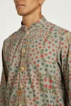 Shop_Nautanky_Grey Handwoven Cotton Print Flower Short Kurta With Pant 