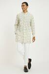 Buy_Nautanky_Off White Handloom , Serene Skyline Print Kurta With Pant _at_Aza_Fashions