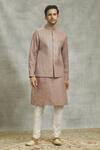 Buy_Alaya Advani_Pink Linen Embroidery Sequin Bundi Kurta Set_at_Aza_Fashions