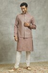 Alaya Advani_Pink Linen Embroidery Sequin Bundi Kurta Set_Online_at_Aza_Fashions