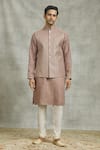 Shop_Alaya Advani_Pink Linen Embroidery Sequin Bundi Kurta Set_Online_at_Aza_Fashions