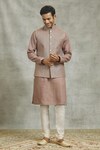 Alaya Advani_Pink Linen Embroidery Sequin Bundi Kurta Set_at_Aza_Fashions