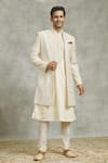 Buy_Alaya Advani_Cream Silk Embroidery Mughal Flora Art Sherwani And Kurta Set _at_Aza_Fashions