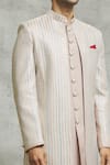 Shop_Aariyana Couture_Beige Silk Sequins Vine Embroidered Layered Sherwani Set 