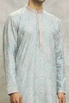 Buy_Aariyana Couture_Sky Blue Silk, Cotton Embroidery Mughal Garden Kurta Set