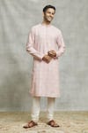 Buy_Alaya Advani_Pink Silk Embroidery Tulip Swirl Kurta Set _at_Aza_Fashions