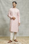 Buy_Alaya Advani_Pink Silk Embroidery Tulip Swirl Kurta Set _Online_at_Aza_Fashions