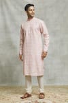 Shop_Alaya Advani_Pink Silk Embroidery Tulip Swirl Kurta Set _Online_at_Aza_Fashions