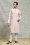 Alaya Advani_Pink Silk Embroidery Tulip Swirl Kurta Set _at_Aza_Fashions