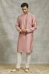 Alaya Advani_Pink Silk Embroidery Flora Mirror Work Bundi Kurta Set_Online_at_Aza_Fashions