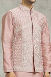 Alaya Advani_Pink Silk Embroidery Flora Mirror Work Bundi Kurta Set_Online