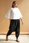 Buy_House of Manaa_White 100% Cotton Solid Round Poncho Top And Harem Pant Set _at_Aza_Fashions