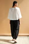 Shop_House of Manaa_White 100% Cotton Solid Round Poncho Top And Harem Pant Set _at_Aza_Fashions