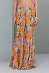 Buy_Rishi and Vibhuti_Multi Color Crepe Embroidered Sequin Tropical Bloom Printed Flared Pant Set _Online_at_Aza_Fashions