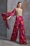 Shop_Namrata Joshipura_Red Georgette Printed Floral Asymmetric Willow Jumpsuit _at_Aza_Fashions