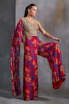 Shop_Namrata Joshipura_Red Georgette Printed Floral Asymmetric Willow Jumpsuit _Online_at_Aza_Fashions