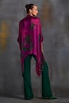 Shop_Namrata Joshipura_Magenta Crepe Printed Floral Band Collar Willow Embellished Tunic _at_Aza_Fashions