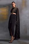 Buy_Namrata Joshipura_Black Jersey Embellished Cordelia Draped Concept Saree With Blouse _Online_at_Aza_Fashions