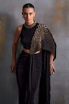 Shop_Namrata Joshipura_Black Jersey Embellished Cordelia Draped Concept Saree With Blouse _Online_at_Aza_Fashions