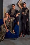 Namrata Joshipura_Black Jersey Embellished Cordelia Draped Concept Saree With Blouse _at_Aza_Fashions