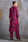 Shop_NAMRATA JOSHIPURA_Pink Crinkled Cupro Silk Print Willow Round Collar Tunic With Pant _at_Aza_Fashions