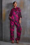 Buy Namrata Joshipura Pink Cupro Satin Print Willow Collar Foliage Embellished Shirt With Pant at Aza Fashions Buy_Namrata Joshipura_Pink Cupro Satin Print Willow Collar Foliage Embellished Shirt With Pant_at_Aza_Fashions