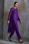 Namrata Joshipura_Purple Textured Georgette Trinket Cosmo Embellished High Low Tunic With Pant_Online_at_Aza_Fashions