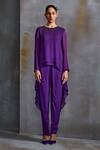 Buy_Namrata Joshipura_Purple Textured Georgette Trinket Cosmo Embellished High Low Tunic With Pant_Online_at_Aza_Fashions