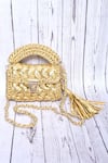 Shop_BIJIT_Gold Woven Metallic Mini Bag _at_Aza_Fashions