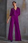 Buy_NAMRATA JOSHIPURA_Purple Jersey Embroidery Stones V Crystal Galaxy Embellished Jumpsuit _Online_at_Aza_Fashions